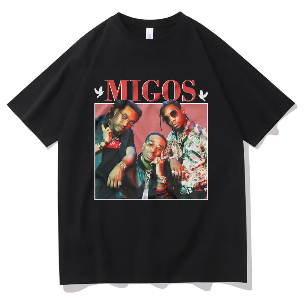 Футболка Migos Rapper Мужская/женская с коротким рукавом модная тенниска оверсайз
