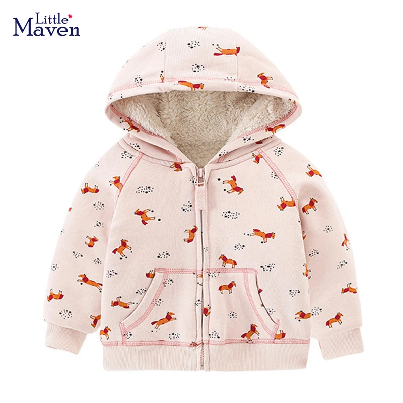 

Little maven 2022 Baby Girls Green Jacket Coat Cotton Flowers Lovely Hoodie New Fashion Tops for Kids 2-7year