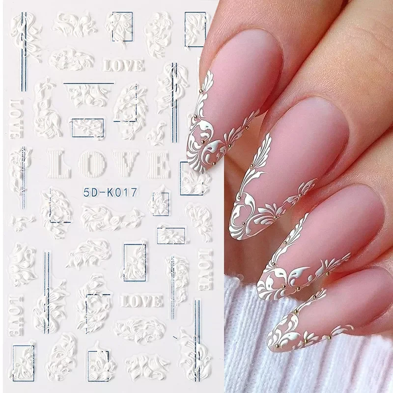 

5D Nail Sticker Embossed Santa Claus Nail Stickers Decals French Manicure Decor Winter Sliders Christmas Nail Art Design