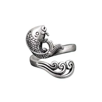 retro spray koi fish ring fashion open animal ring fish ring ethnic style womens jewelry accessories holiday gift wholesale