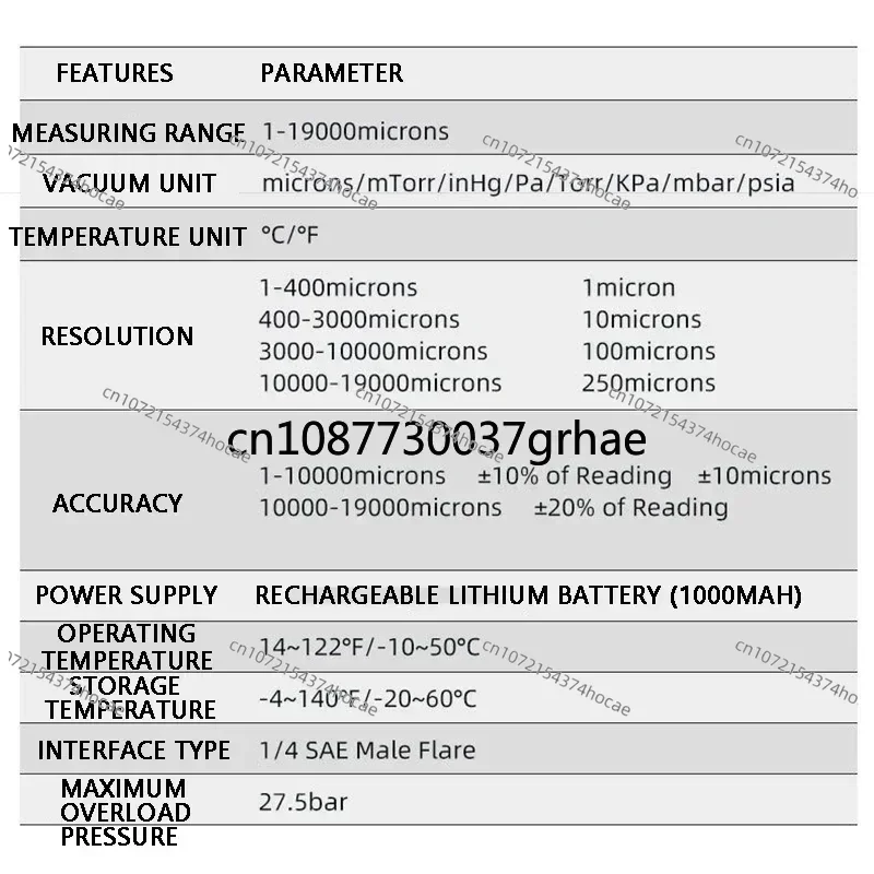 Мини-вакуумметр микрон цифровой микронный манометр тестер охлаждающей вакуума