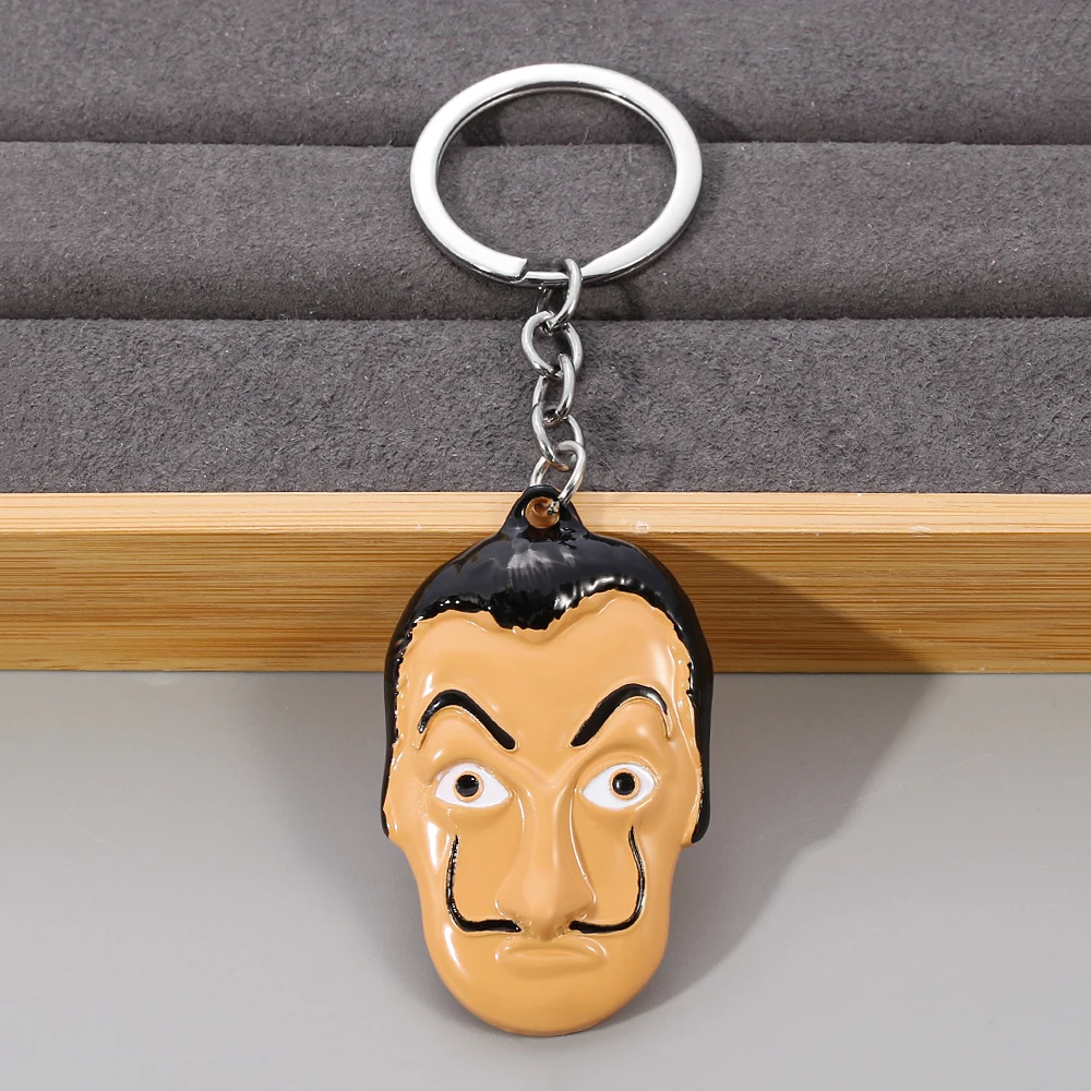 

La Casa De Papel Mask Keychain Money Heist The House of Paper Salvador Dali Mask Key Chain For Women Men Car Keyring Jewelry