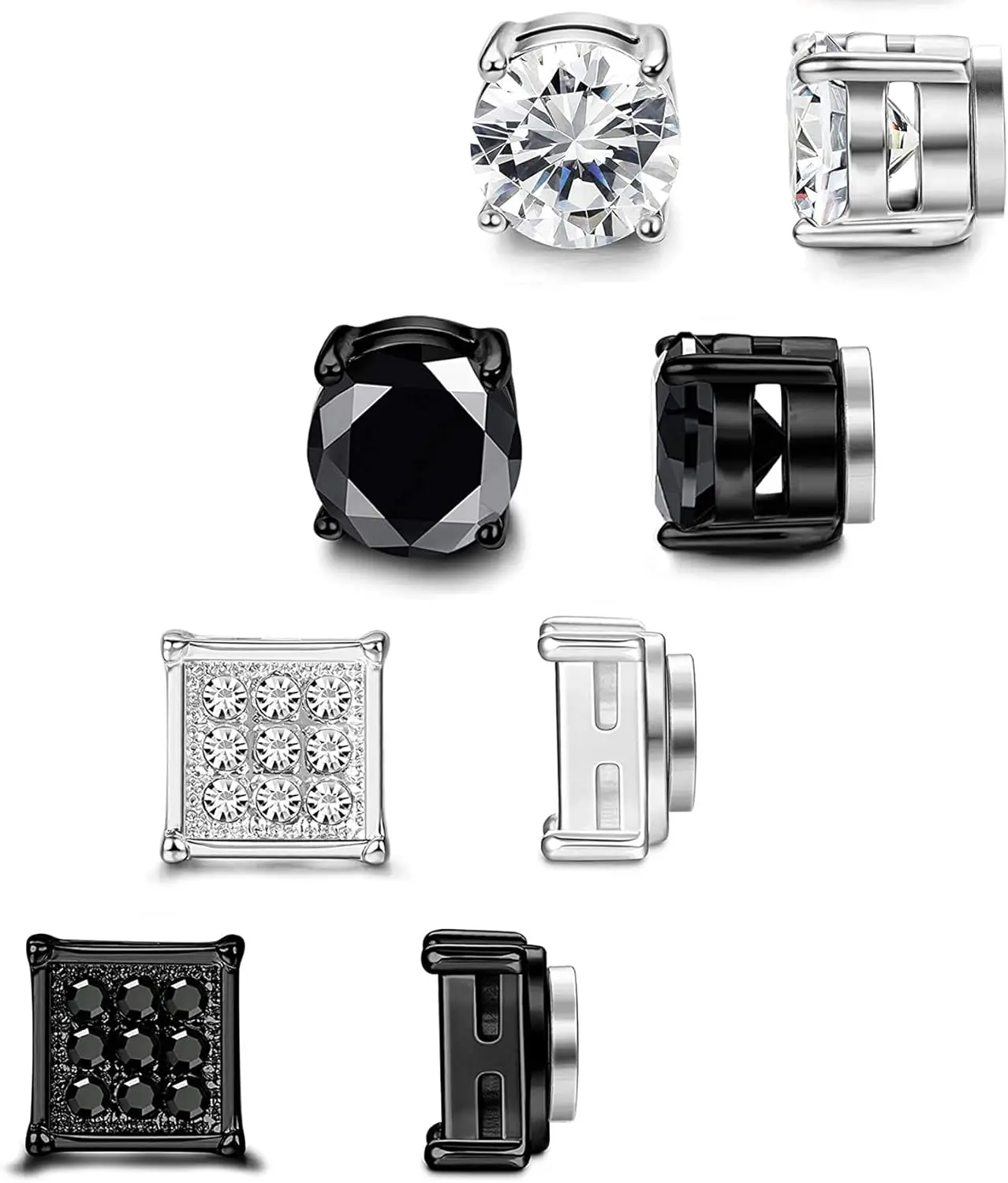 Серьги-гвоздики из нержавеющей стали с фианитом 6 мм 1 пара