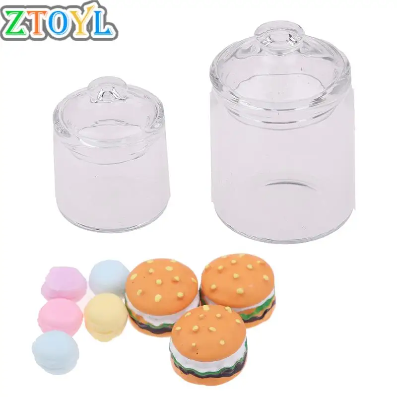 

Hot sale 1/12 Dollhouse Kitchen Clear Glass pot Storage Jar Miniature hamburger toy