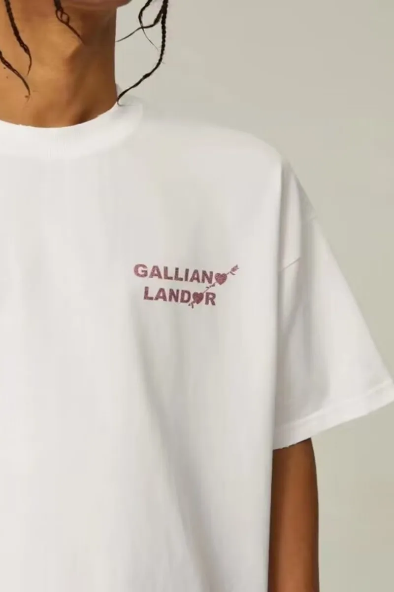 

Gallery Dept Valentine's Day Cupid Love Sparkling Pink LOGO Loose Casual Couple Short Sleeve T-shirt