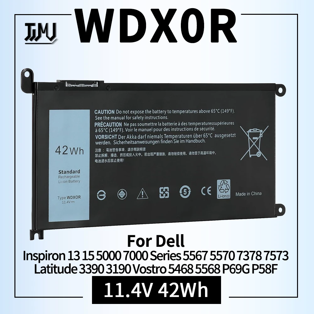Фото WDX0R Аккумулятор для ноутбука Dell Inspiron 13 15 5000 7000 серии 5567 5570 7378 7573 7579 5565 5379 5378 Latitude 3390 3190 Vostro 5468 5568 P69G P58F 3CRH3 WDXOR №1