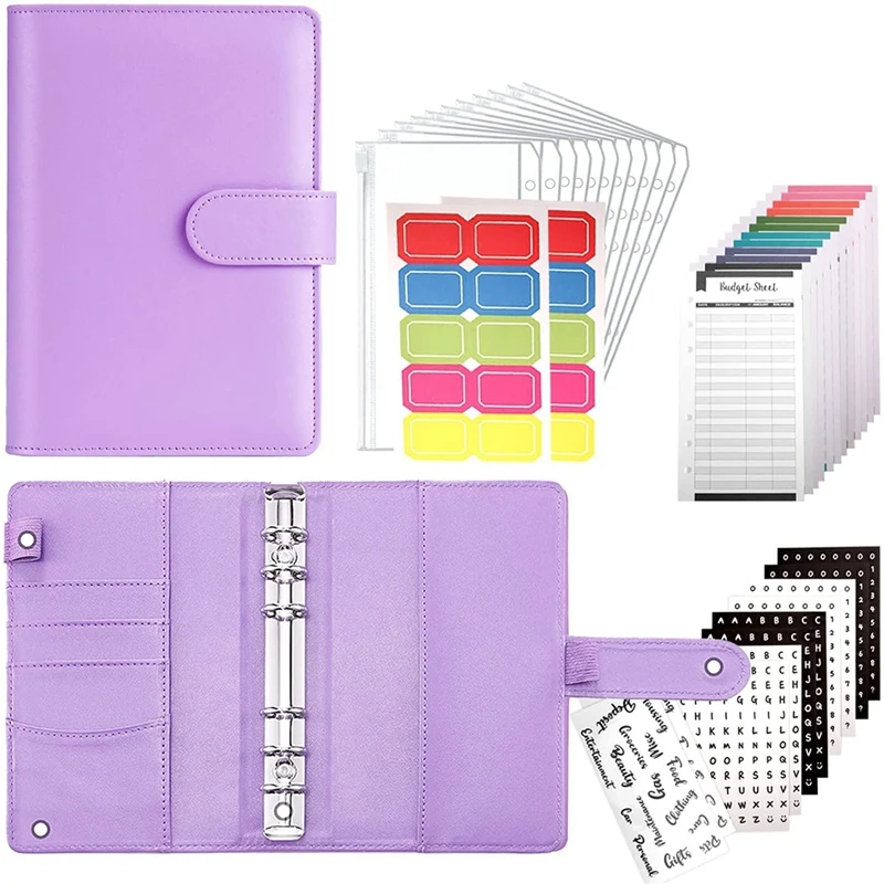 

A6 PU Budget Planning Machine, Binder Pockets, Envelope, Personal Cash Budget Envelope System, With Magnetic Closure