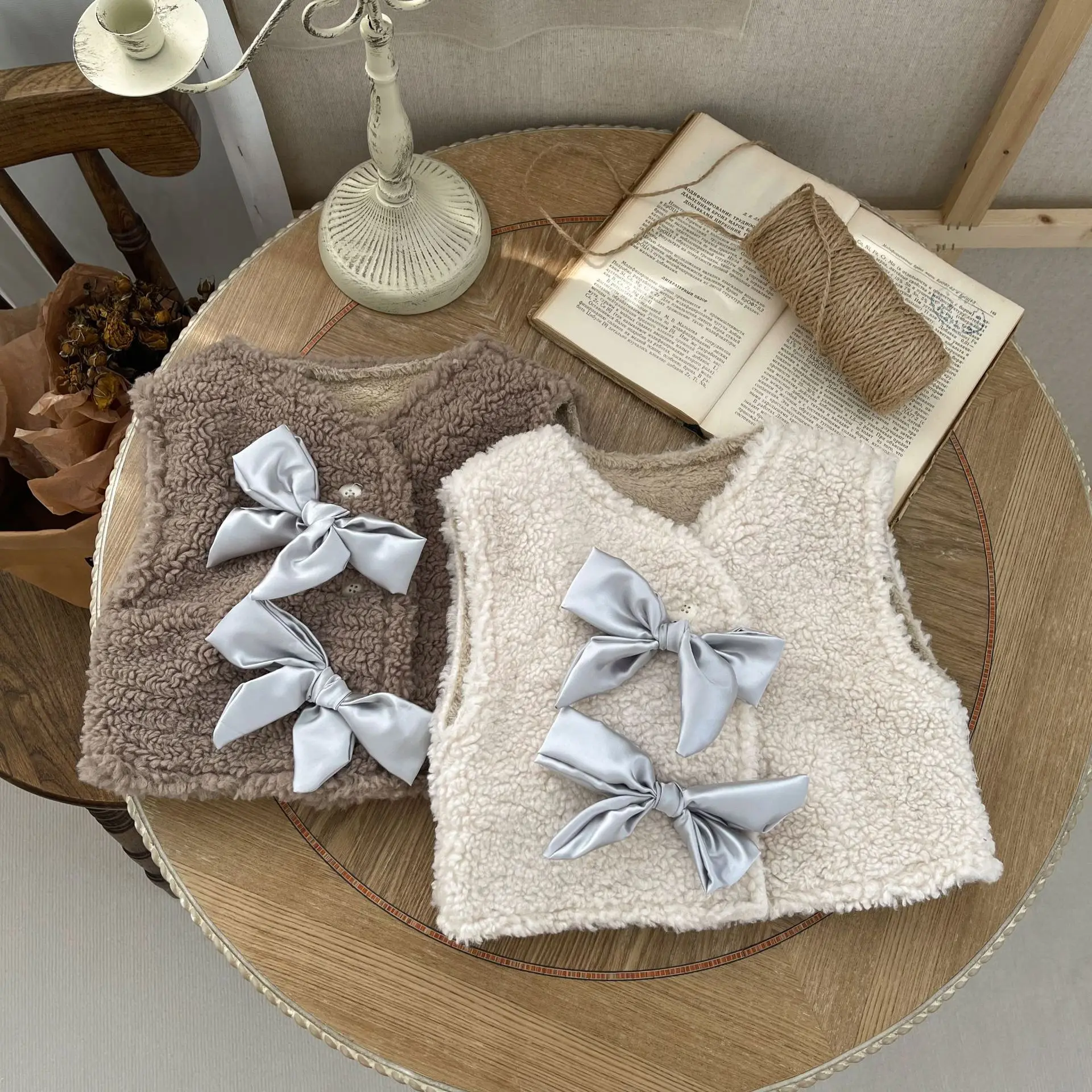 

Осенне-зимний детский жилет, флисовый кардиган с бантом для маленьких девочек, жилет, хлопковый жилет для детей ясельного возраста, толстая теплая куртка без рукавов, жилет