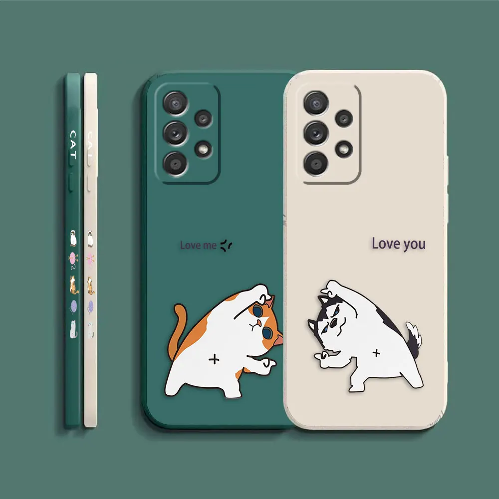 Case For Samsung Galaxy A91 A14 A73 A72 A71 A53 A52 A51 A42 A33 A32 A22 A21S A13 A715F A52S A22S 4G 5G Case Funny Couple Cats