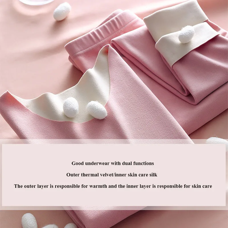 Women Thermal Underwear Women Autumn And Winter Seamless Thermal Suit, Double-Sided Velvet, Solid Color, Slim And Thickened