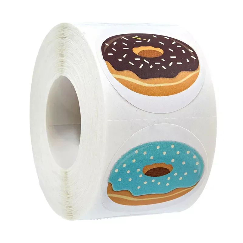 

50-500pcs Stickers Stylish Donut Stickers 8 Designs Delicious Looking Handmade white labels stickers for Cake bread baking