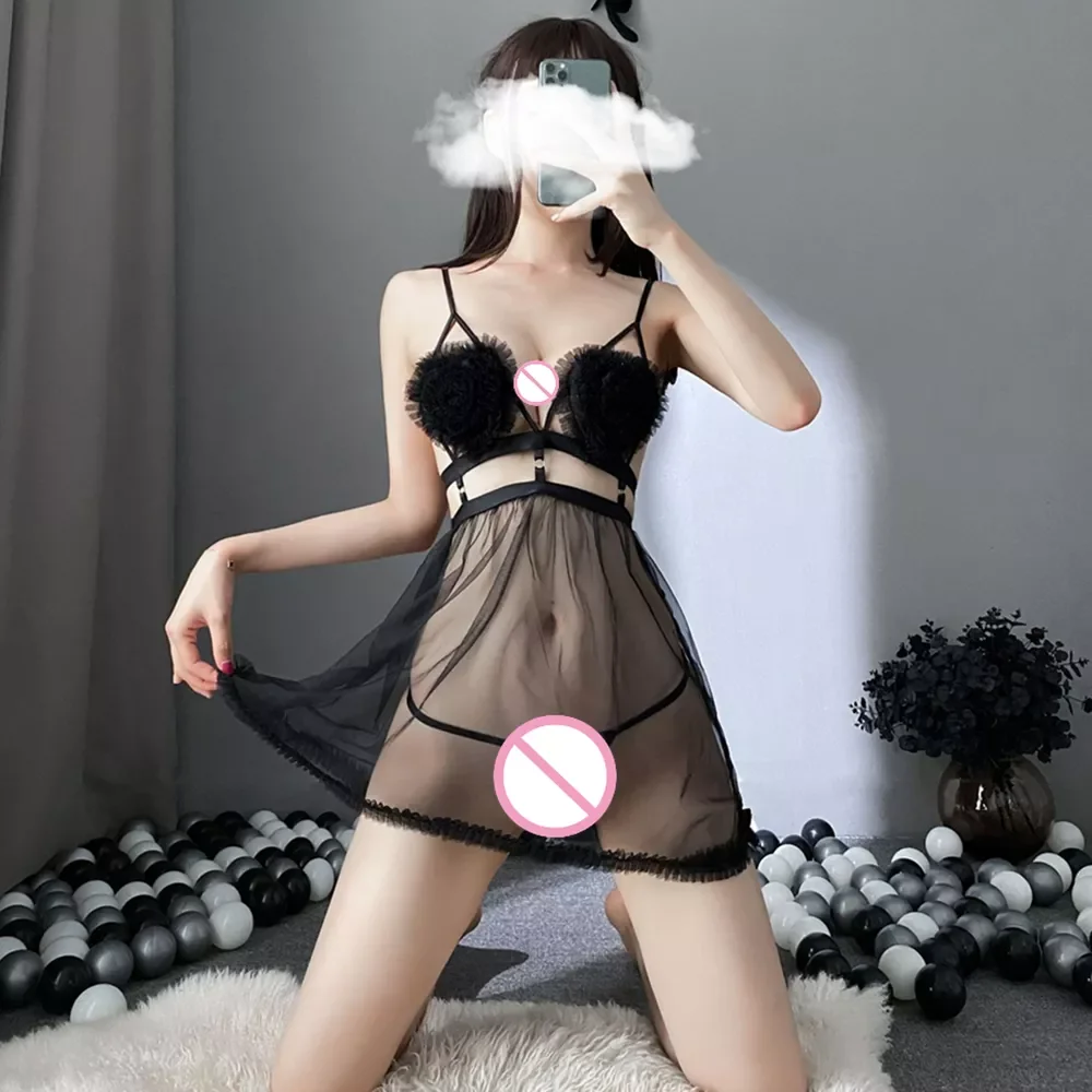 

Пикантная ночная рубашка jumoffen, черно-белая ночная сорочка с открытой спиной, сетчатая кружевная прозрачная ночная рубашка для женщин, топы ...