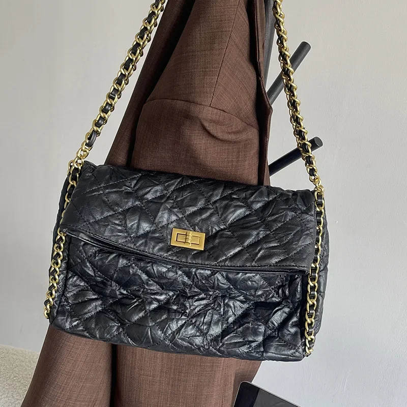 

Модная стеганая сумка-тоут, Роскошный дизайнерский саквояж на плечо с цепочкой, сумочки из мягкой искусственной кожи, элегантные клатчи через плечо с квадратным вырезом для женщин