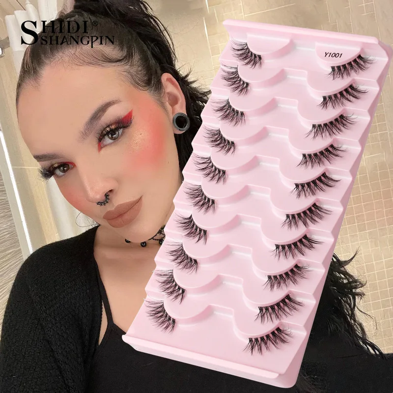 

Half Lashes 3/5/10Pairs Mink Eyelashes Cat Eye Crisscross Transparent / Black Band False Eyelashes Natural False Lashes Cilios