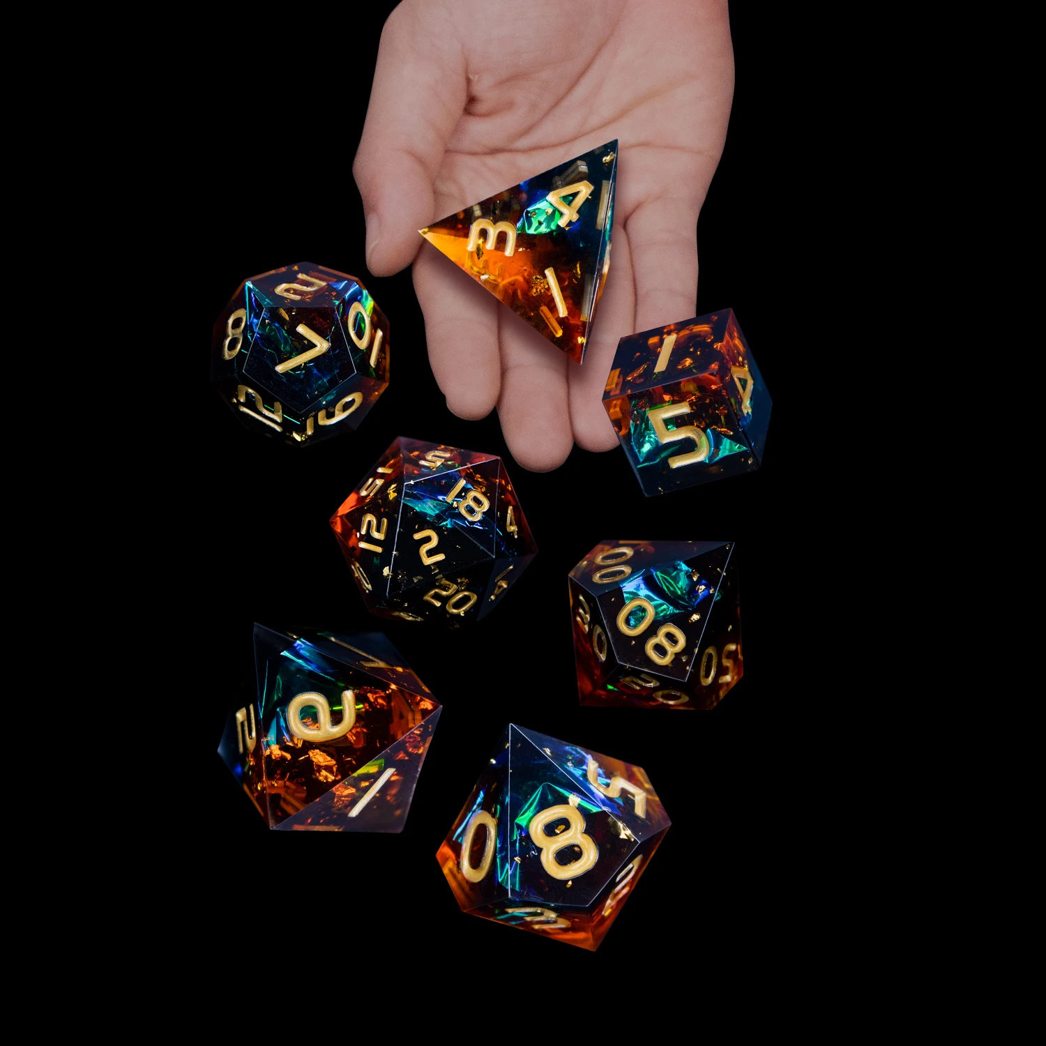D6 Dnd Sharp Edge D20 ролевая полигедральная D и Зеленая Смола набор игральных костей для