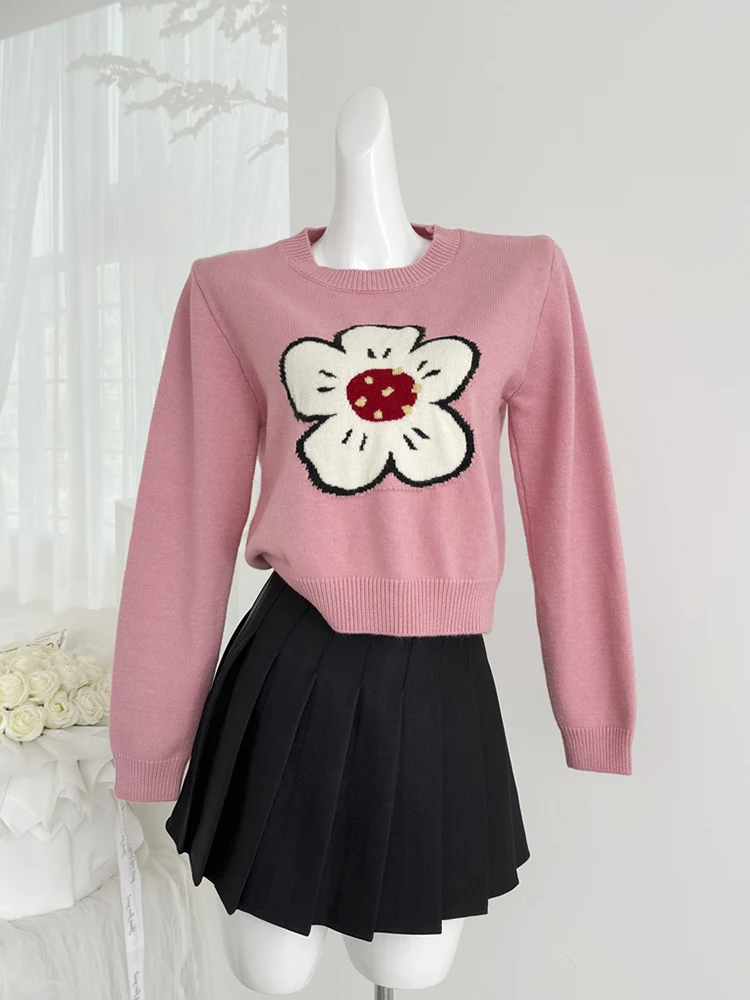 Осень-зима женский корейский модный милый укороченный свитер с длинными