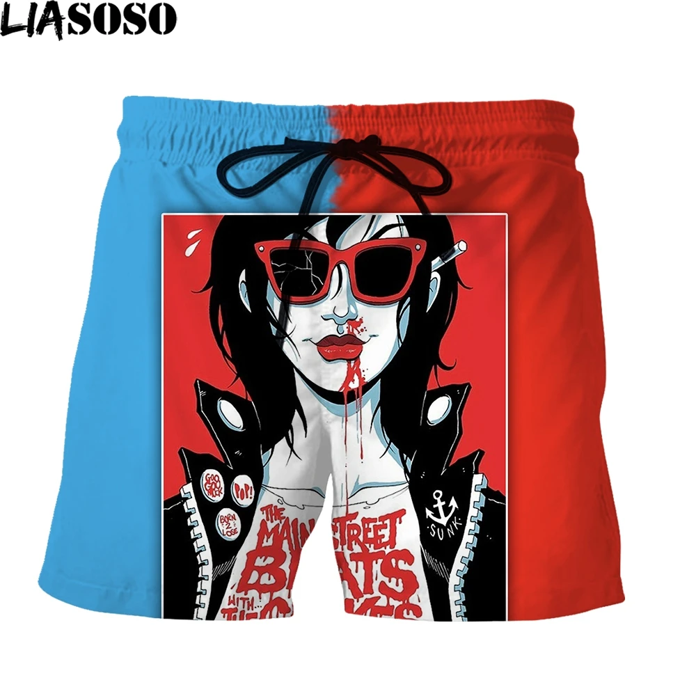 

LIASOSO 3D Print Summer Men's Shorts Fun Punk Rock Records Retro Fashion Hip Hop New Hot Contrast Color Design Sweatpants Shorts