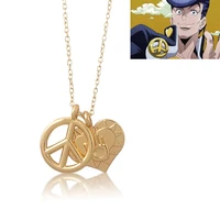 anime jojo bizarre adventure same necklace creative peace sign love necklace fashion trendy alloy jewelry necklace souvenir gift
