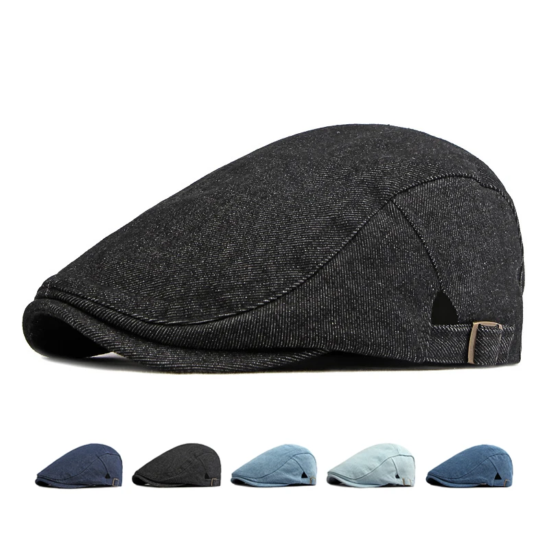 

Washed Denim Hat Men's Newsboy Caps Women's Casual Forward Cap British Vintage Cap Beret Gatsby Painters Hats Gorro Hombre Boina