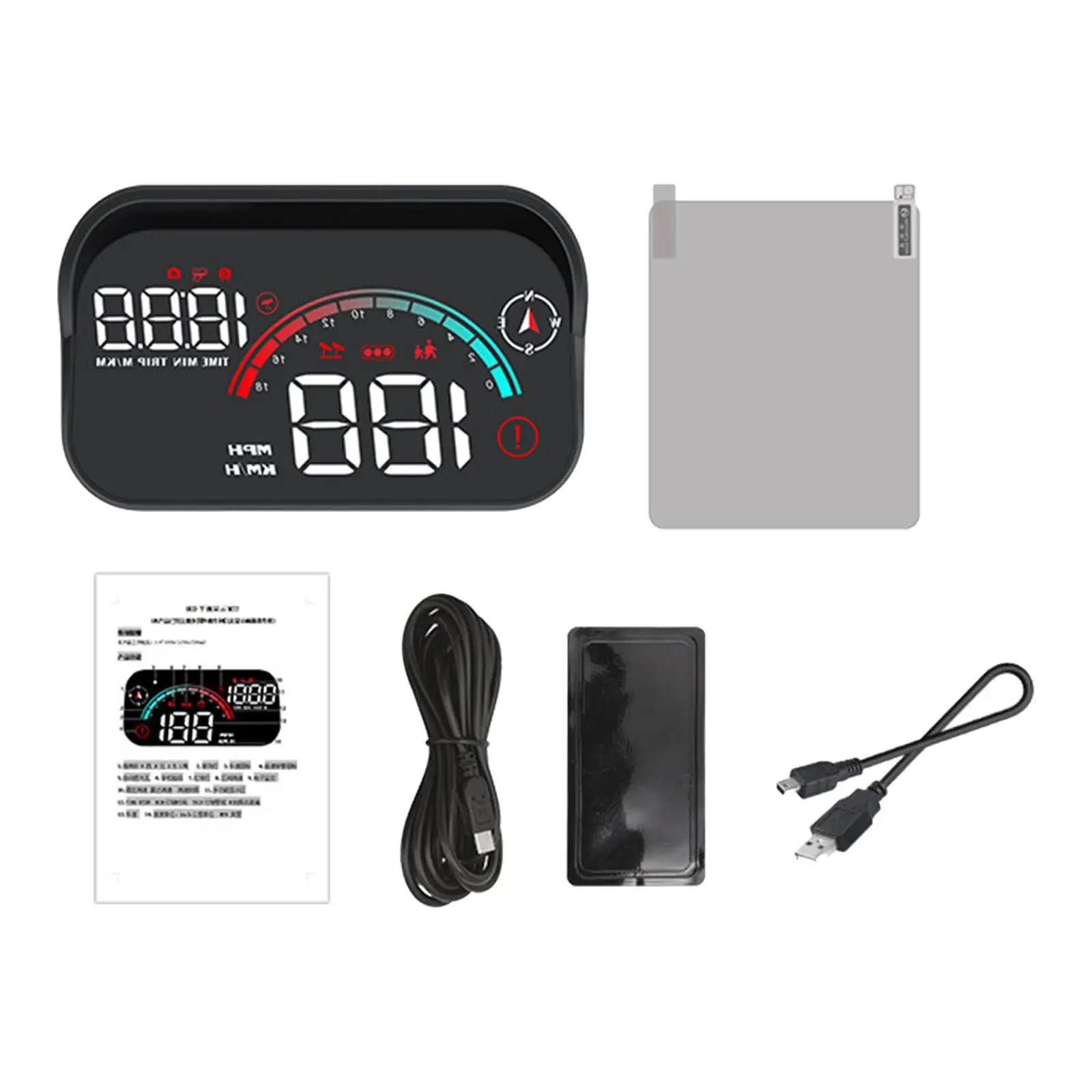 

Car Head up Display Time Multipurpose Modern Car Accessory Digital Speed Odometer for Suvs Buses Trucks Cars All Vehicle
