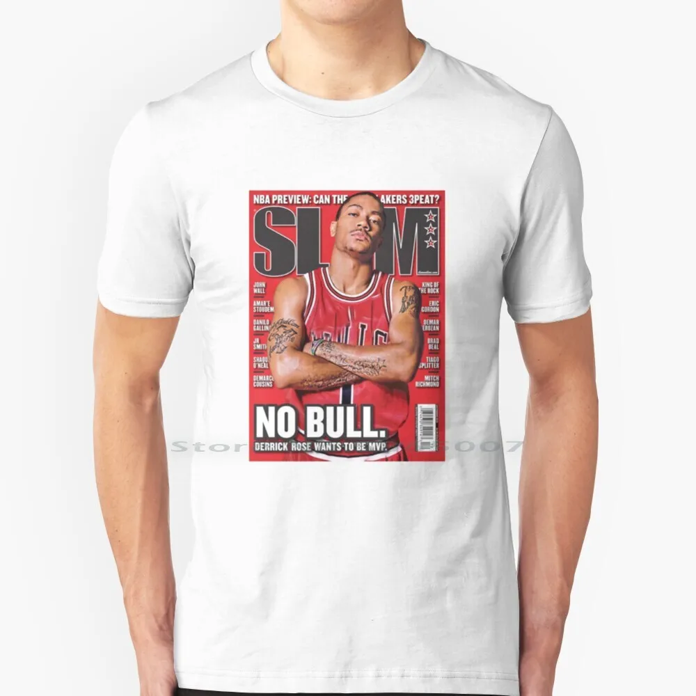 Derrick Rose Slam Basketball Magazine Cover T Shirt 100% Cotton Derrick Rose Drose Bulls Legends Goat Michael James Kd Wade
