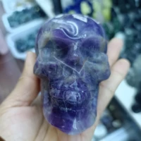 natural ziyun mother hand carved skull crystal energy stone healing