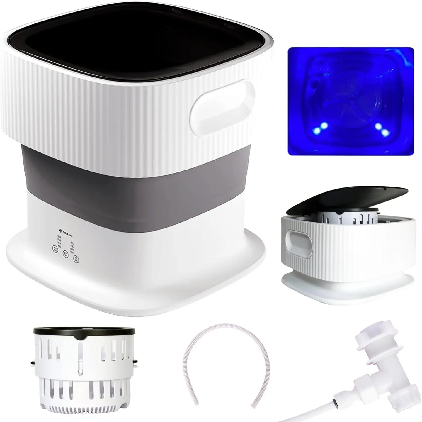 

Folding Washing Machine Automatic Water Inlet And Outlet Foldable Bucket Washer with Spin Dry and Drainage Pipe (watts, 60)\u202