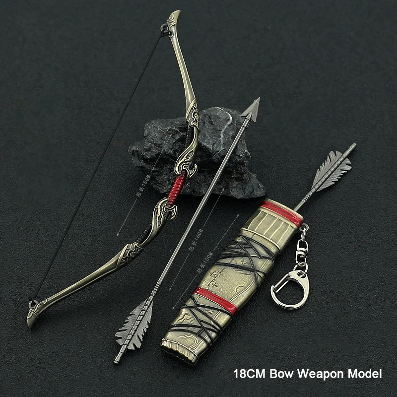 

18CM God of War Ragnarok Game Peripheral Atreus Loki Weapon Models Aesir Bow Replica Miniature Alloy Keychain Pendant Ornaments