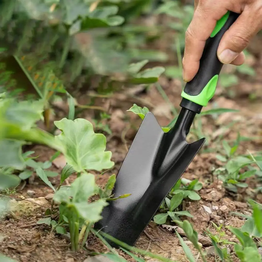 Садовая лопата из утолщенной стали с нескользящей резиновой ручкой для