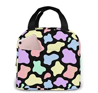 colorful cow lunch bag insulated tote cooler for women cute lunch box bags reusable womens freezable container bag waterproof