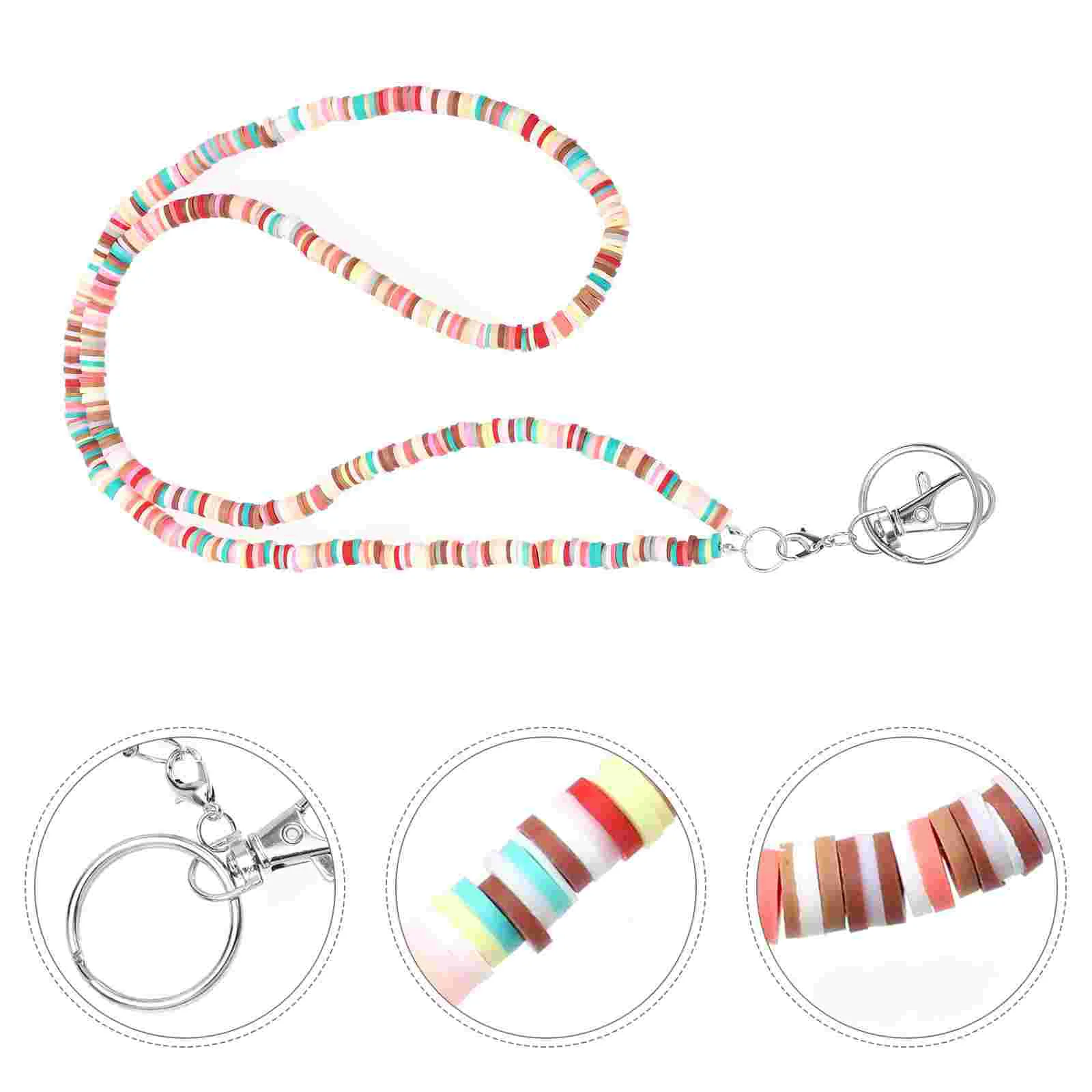 

Colored Clay Necklace Lanyards Women Key Decorate Decorative Hanging Chain Polymer Miss Colorful Rope