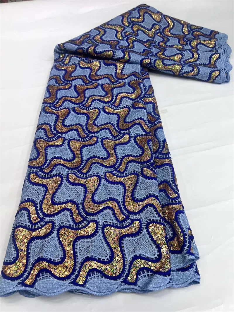 5 ярдов африканский гипюр кружевная ткань с блестками Высококачественная