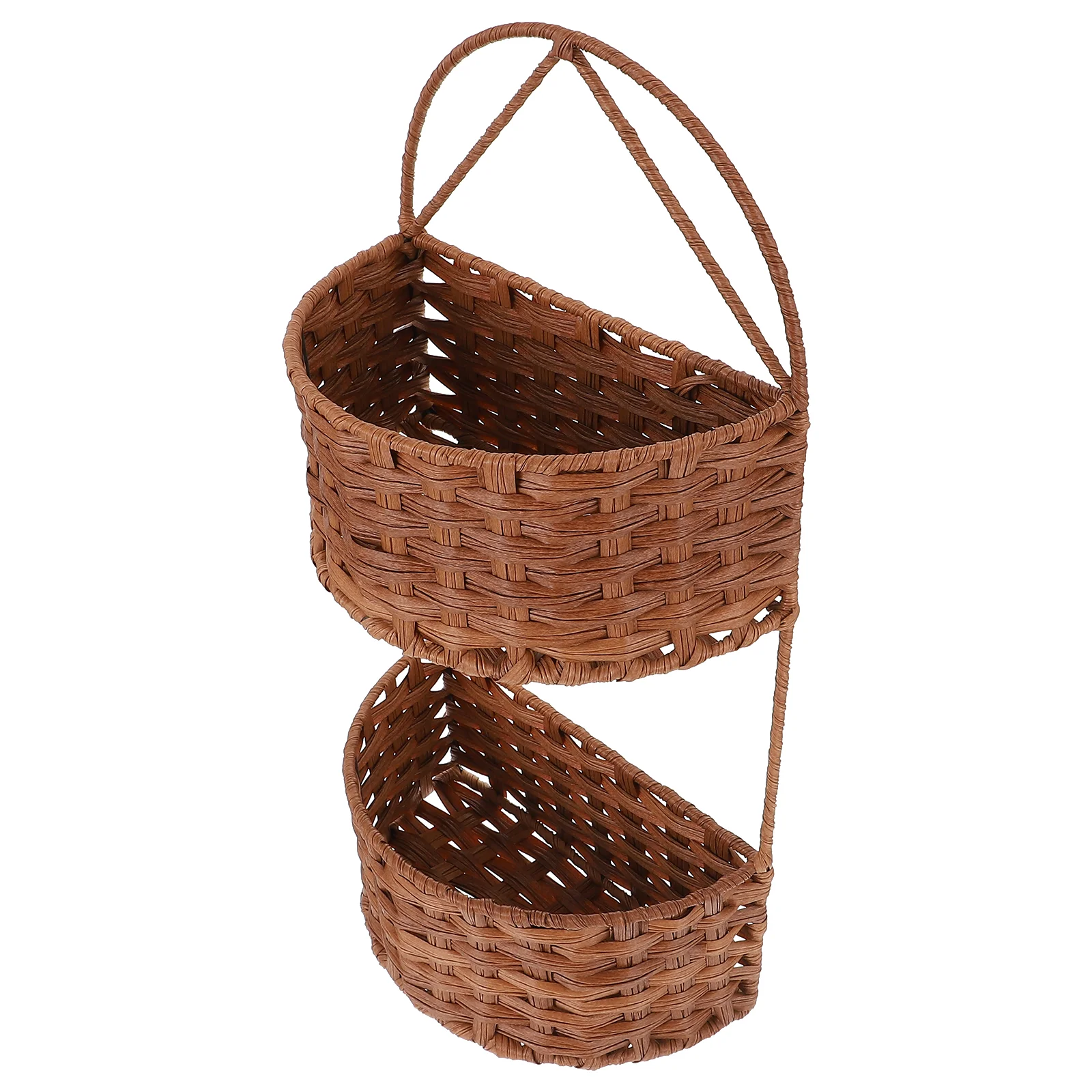 

Simple Wall-mounted Basket Dual-layer Sundries Storage Basket Hanging Basket
