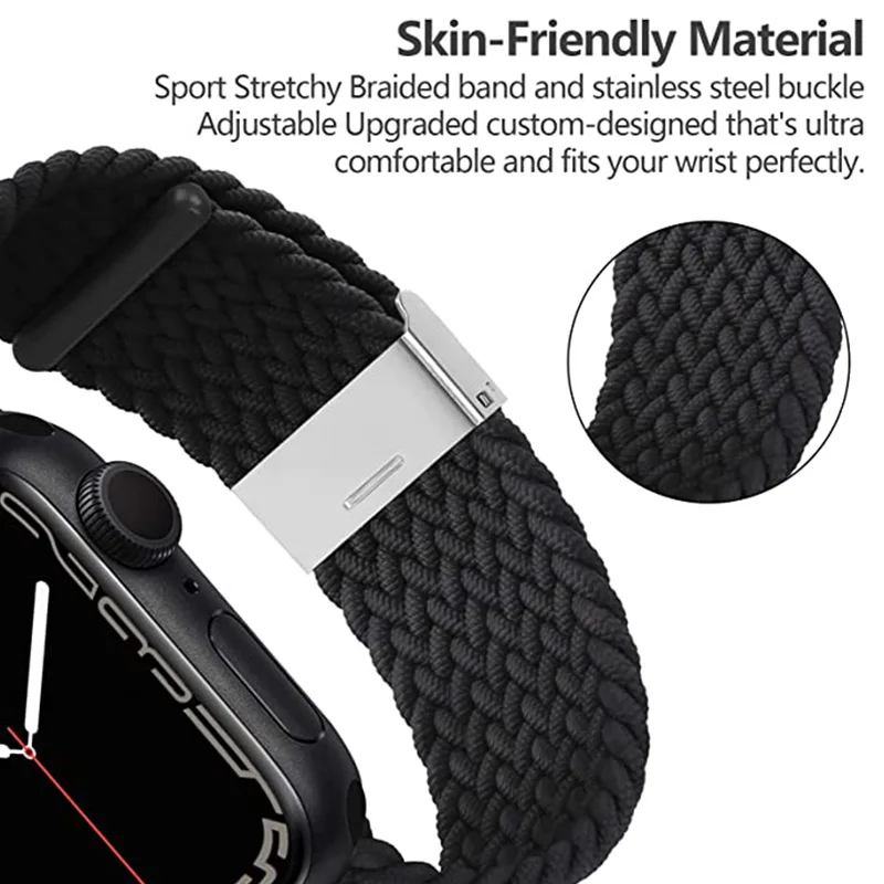 Braided Solo Loop For Apple watch band 8 7 44mm 40mm 49mm 45mm 41mm Elastic Nylon belt bracelet iWatch series 6 5 se ultra strap