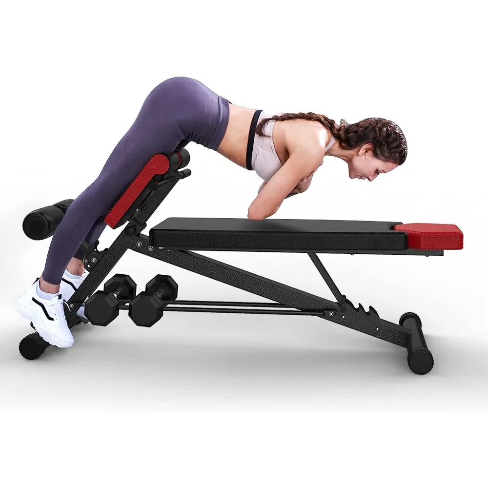 Multi-Functional Adjustable Weight Bench for Total Body Workout – Hyper Back Extension, Roman Chair, Adjustable Ab Sit up Bench