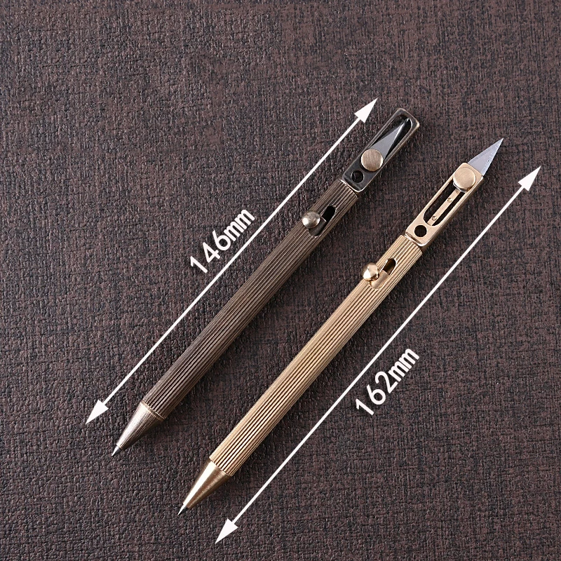 

Multifunctional EDC Brass Tactical Pen With Knife Portable Outdoor Tools Gift