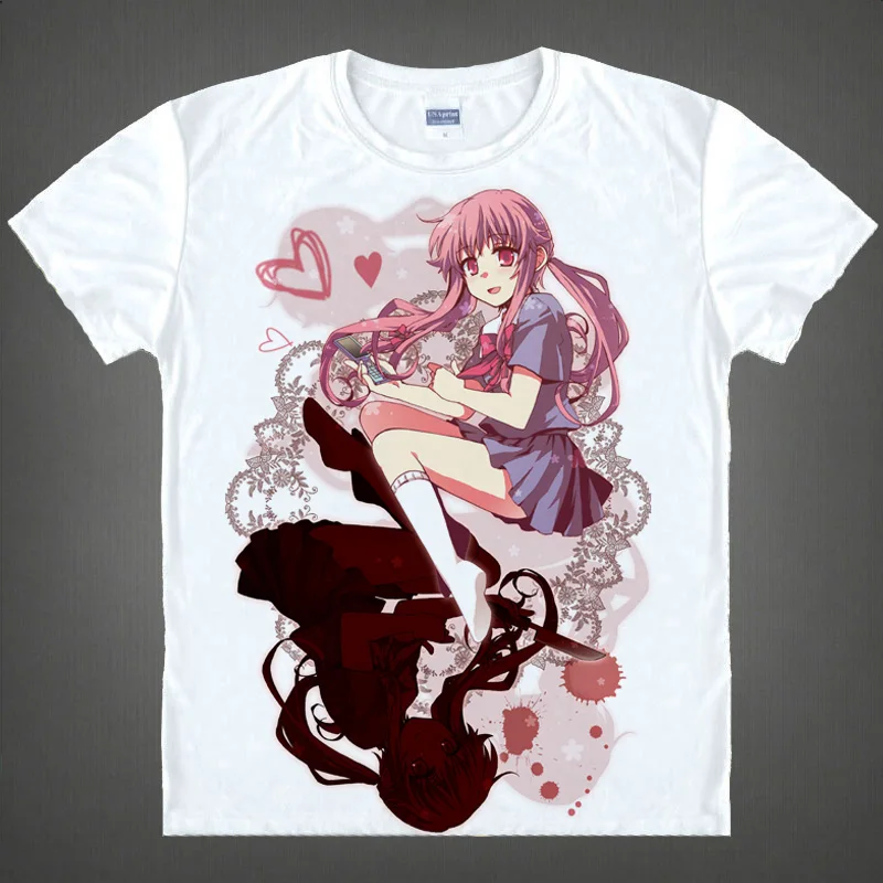 

Mirai Nikki Cosplay Anime Printed Women T-shirts Gasai Yuno Cute T shirt Cartoon Streetwear 90s Summer Casual Y2k Clothes Tops