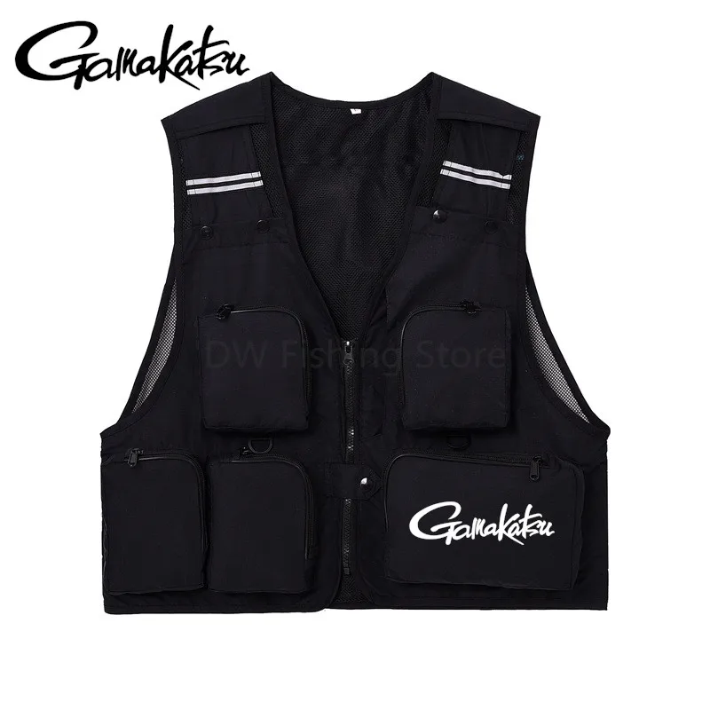 

2023 New Gamakatsu Fishing Vest Jacket Quick-drying Mesh Vestt Multi-Pocket Mesh Vest Outdoor Vest Multi Pocket Summer Mesh Vest