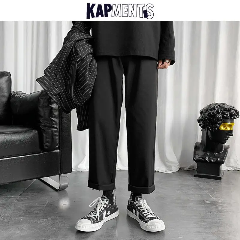 

KAPMENTS Mens Black Wide Leg Harem Pants 2022 Korean Fashions Baggy Joggers Pants Harajuku Sweatpants Vintage Casual Trousers