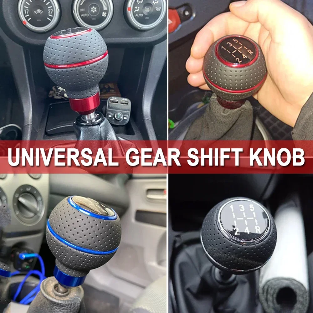 Универсальная кожаная и алюминиевая ручка переключения передач 5 скоростей для M8