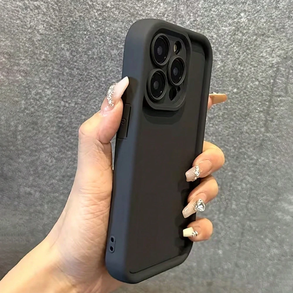 Фото Минималистичный утолщенный противоударный черный чехол для iPhone 17 16 15 14 13 12 11 Pro Max Plus Air XS X XR 16E 17E 7 8 SE2 №2