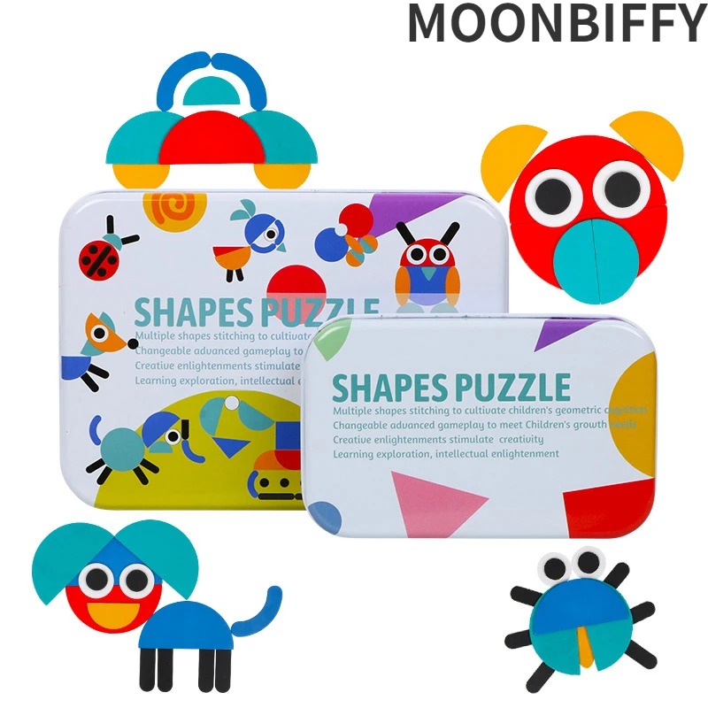 

Kids Early Education Toy Wooden Pattern Animals Jigsaw Puzzle Sorting and Stacking Games Montessori Educational Toy for Toddlers