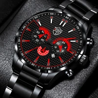 2022 fashion mens sports watches for men clock luxury stainless steel quartz wrist watch man business casual leather strap watch