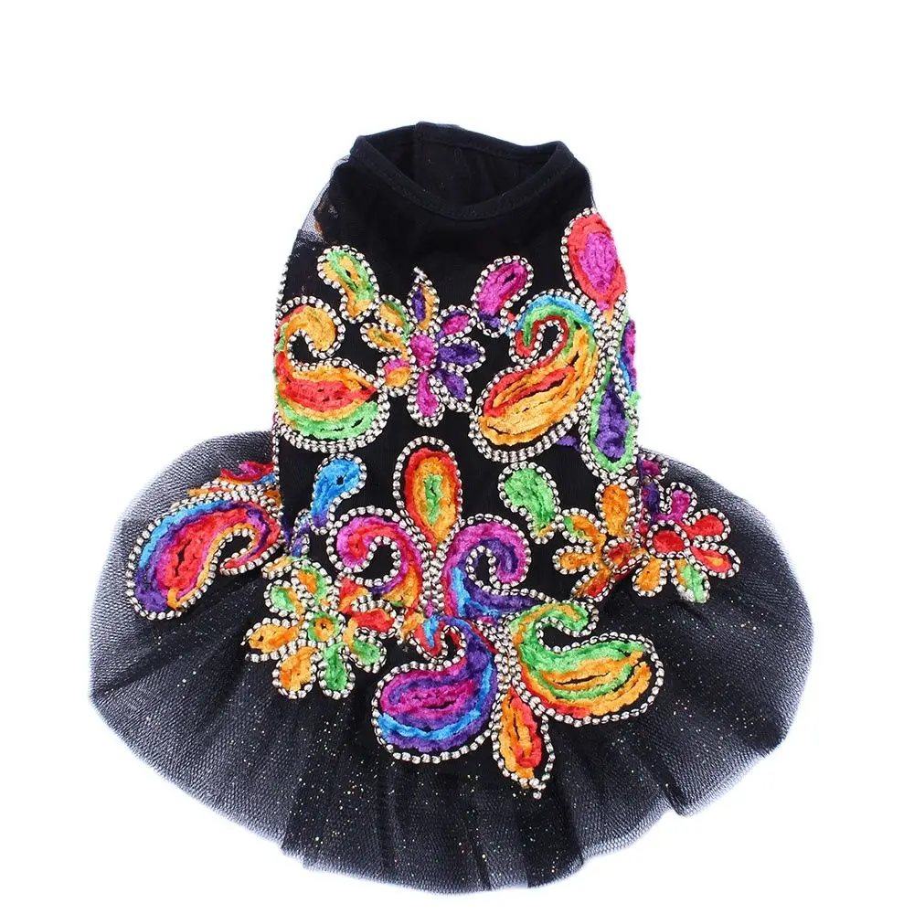 

New Pet Dog Wedding Dresses Flowers Lace Bohemia Style Cat Puppy Princess Party Dress Apparel 5 sizes