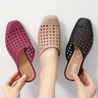 womens sandals summer holow hole slippers fashion solid color low heel slides casual breathable shoes female