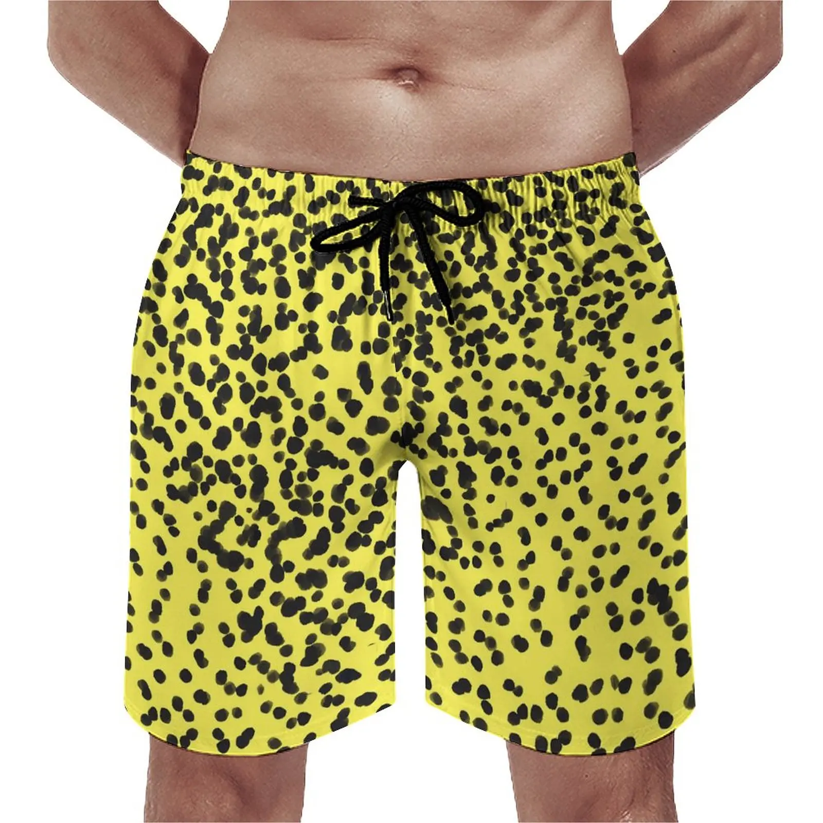 

Summer Board Shorts Cool Dalmatian Sports Surf Black Polka Dots Beach Short Pants Casual Quick Drying Swimming Trunks Plus Size