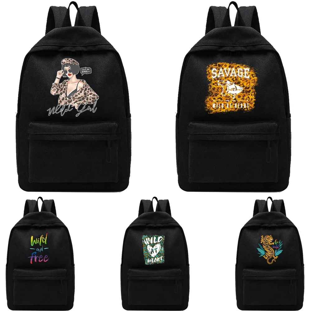 

Women School Black Backpack 2023 Korean Wild Pattern Glasses Canvas Pack Male Anti Theft Rucksack Casual Lady Travel Backpacks