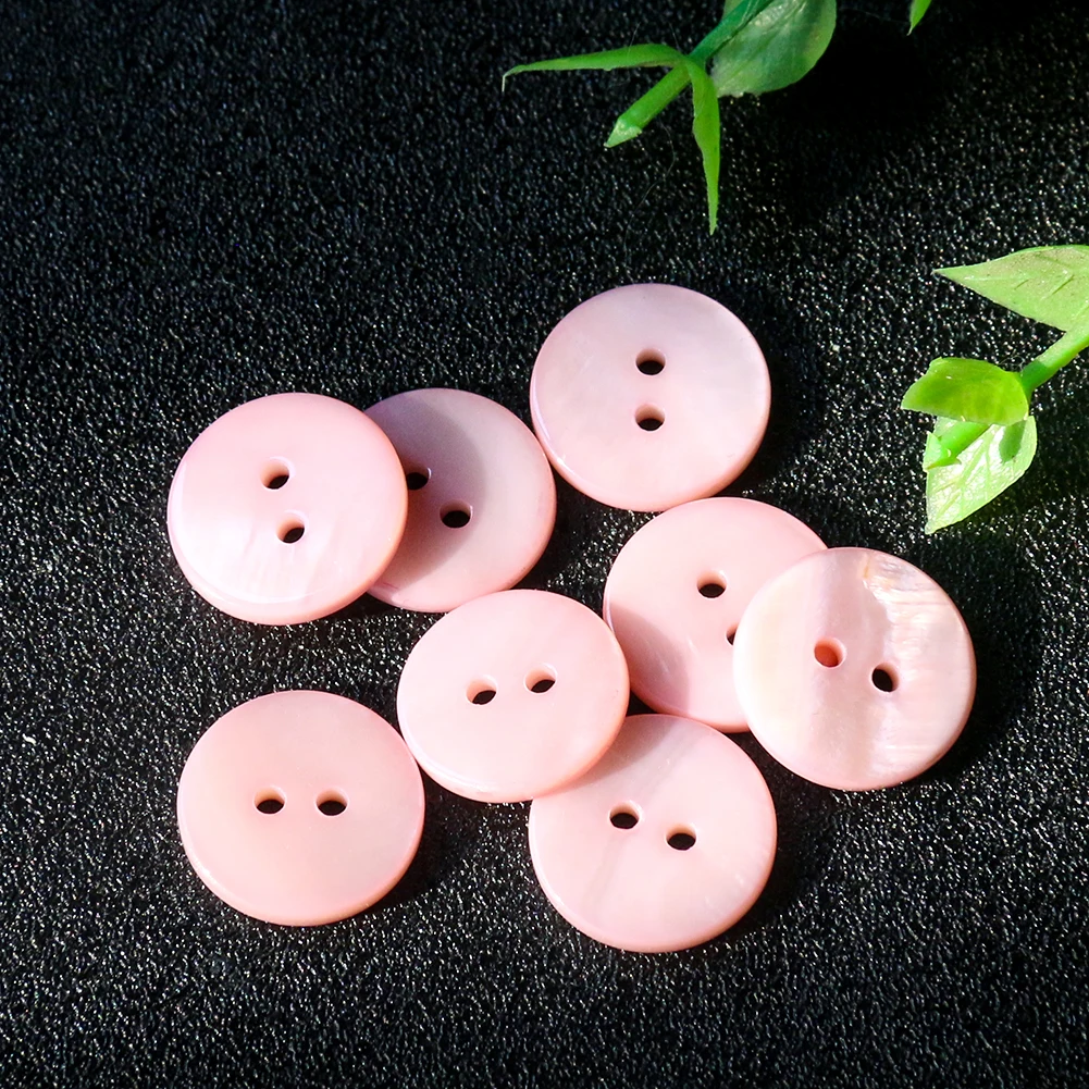 

10PCS Natural Pink Freshwater Shell Buttons Two Hole Flat Back Sewing Craft Clothing Suit Decoration Scrapbooking Accessories