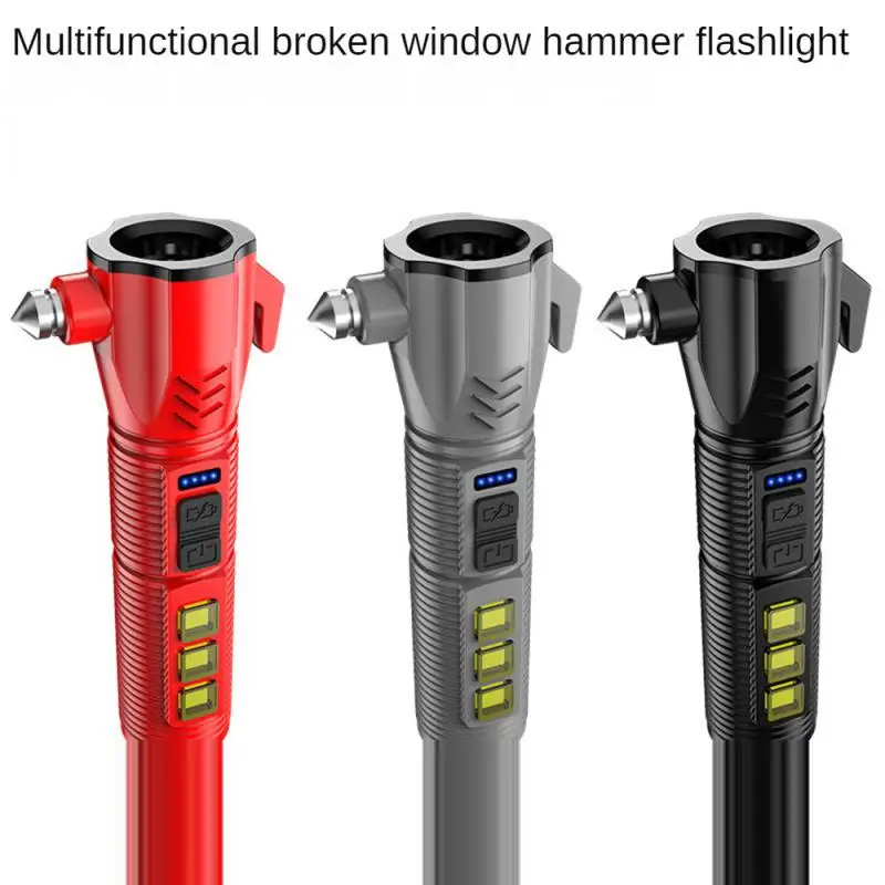 

Hammer Flashlight USB Rechargeable Outdoor Adventure Lighting Portable Lantern Torch Emergency Rescue Hammer Flashlight Lamps