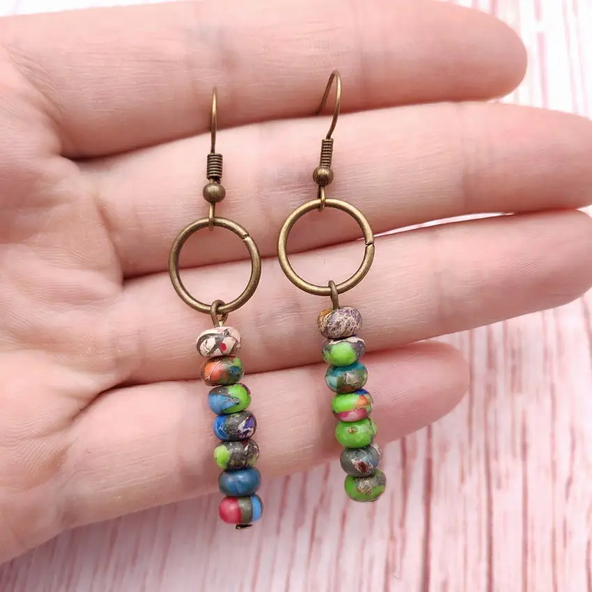 Винтажные Исцеляющие серьги из Императорского камня духовные ювелирные изделия